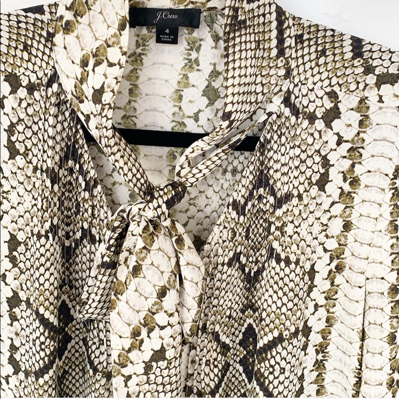 J Crew Snake Python Button Down Shirt Pussybow - Picture 3 of 6